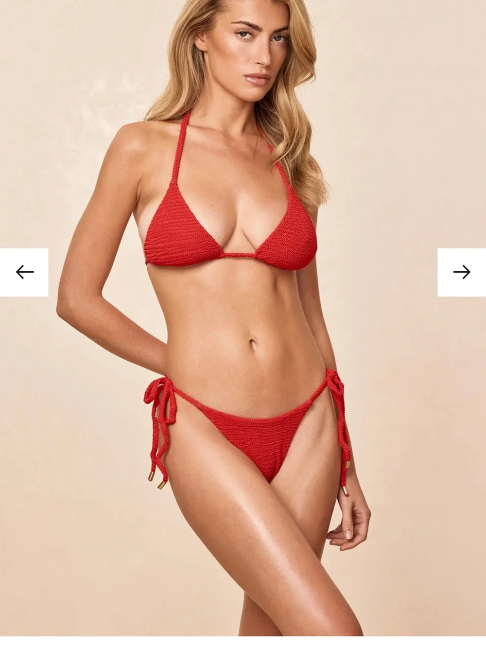 Monday Swimwear Palma Top- Chili Pepper Crinkle- M